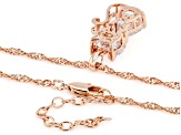 White Cubic Zirconia 18k Rose Gold Over Brass Cat Pendant 7.55ctw