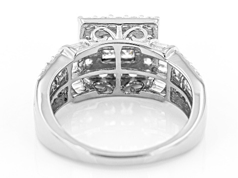 White Cubic Zirconia Rhodium Over Sterling Silver Ring 2.00ctw