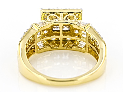 White Cubic Zirconia 18k Yellow Gold Over Sterling Silver Ring 2.00ctw