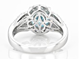 Blue And White Cubic Zirconia Rhodium Over Sterling Silver Ring 7.21ctw
