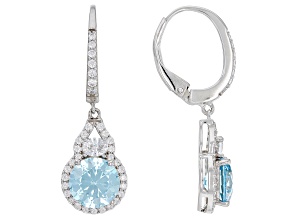 Blue And White Cubic Zirconia Rhodium Over Sterling Silver Earrings 9.03ctw