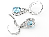 Blue And White Cubic Zirconia Rhodium Over Sterling Silver Earrings 9.03ctw