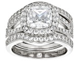 White Cubic Zirconia Platinum Over Sterling Silver Holiday Ring Boxed Set 4.55ctw