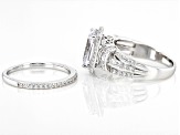 White Cubic Zirconia Platinum Over Sterling Silver Ring Set 8.29ctw