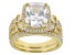 White Cubic Zirconia 18k Yellow Gold Over Sterling Silver Ring Set 8.29ctw