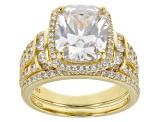 White Cubic Zirconia 18k Yellow Gold Over Sterling Silver Ring Set 8.29ctw