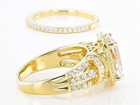 White Cubic Zirconia 18k Yellow Gold Over Sterling Silver Ring Set 8 ...