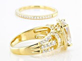 White Cubic Zirconia 18k Yellow Gold Over Sterling Silver Ring Set 8.29ctw