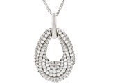 White Cubic Zirconia Rhodium Over Sterling Silver Pendant With Chain 3.15ctw