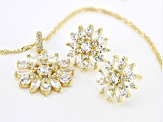 White Cubic Zirconia 18k Yellow Gold Over Sterling Silver Jewelry Set 5.75ctw