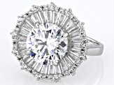 White Cubic Zirconia Rhodium Over Sterling Silver Ring 8.18ctw