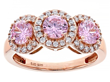 Picture of Pink And White Cubic Zirconia 18k Rose Gold Over Sterling Silver Ring 2.85ctw