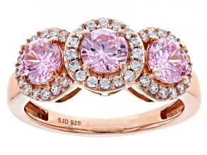 Pink And White Cubic Zirconia 18k Rose Gold Over Sterling Silver Ring 2.85ctw