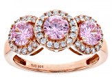 Pink And White Cubic Zirconia 18k Rose Gold Over Sterling Silver Ring 2.85ctw