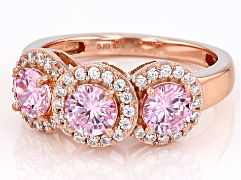 Pink And White Cubic Zirconia 18k Rose Gold Over Sterling Silver Ring 2.85ctw