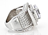 White Cubic Zirconia Rhodium Over Sterling Silver Ring 14.30ctw