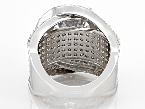 White Cubic Zirconia Rhodium Over Sterling Silver Ring 14.30ctw