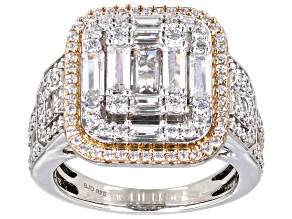 White Cubic Zirconia Rhodium And 18k Rose Gold Over Sterling Silver Ring 2.70ctw