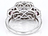 White and Pink Cubic Zirconia Rhodium Over Sterling Silver Ring 6.54ctw