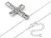 White Cubic Zirconia Rhodium Over Sterling Silver Cross Pendant 2.25ctw