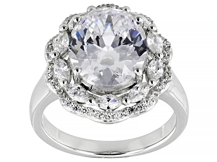 White Cubic Zirconia Rhodium Over Sterling Silver Ring 9.53
