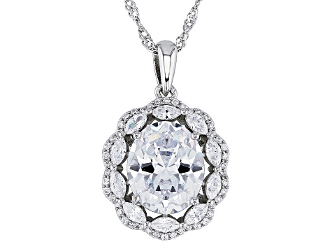White Cubic Zirconia Rhodium Over Sterling Silver Pendant With Chain 9.53ctw