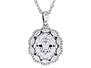 White Cubic Zirconia Rhodium Over Sterling Silver Pendant With Chain 9.53ctw