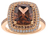 Mocha And White Cubic Zirconia 18k Rose Gold Over Sterling Silver Ring 9.70ctw