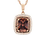 Mocha And White Cubic Zirconia 18k Rose Gold Over Sterling Silver Pendant With Chain 9.50ctw