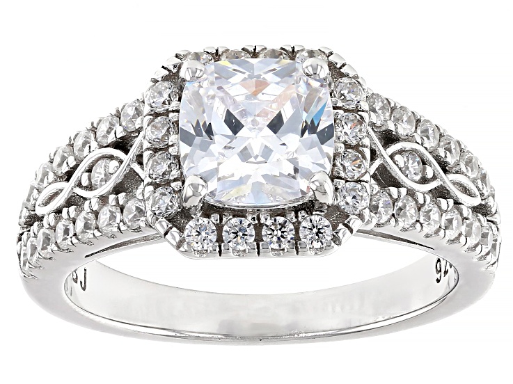 White Cubic Zirconia Rhodium Over Sterling Silver Ring 3.55ctw