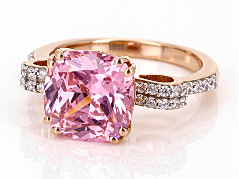 Pink And White Cubic Zirconia 18k Rose Gold Over Sterling Silver