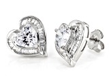 White Cubic Zirconia Rhodium Over Sterling Silver Heart Earrings 4.65ctw