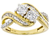 White Cubic Zirconia 18k Yellow Gold Over Sterling Silver Ring 1.95ctw