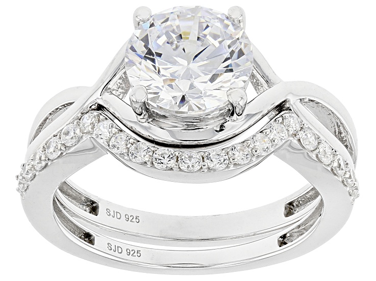 White Cubic Zirconia Rhodium Over Sterling Silver Ring 3.50