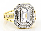 White Diamond Simulant 18k Yellow Gold Over Sterling Silver Ring 3.40ctw