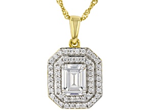 White Cubic Zirconia 18k Yellow Gold Over Sterling Sliver Pendant With Chain 3.05ctw