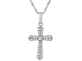 White Cubic Zirconia Platinum Over Sterling Silver Cross Jewelry Set 1.65ctw