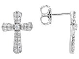 White Cubic Zirconia Platinum Over Sterling Silver Cross Jewelry Set 1.65ctw