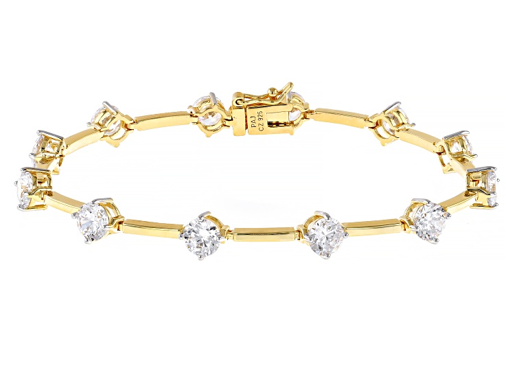 White Cubic Zirconia 18k Yellow Gold Over Sterling Silver Bracelet 12.42ctw