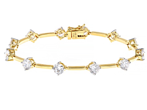 White Cubic Zirconia 18k Yellow Gold Over Sterling Silver Bracelet 12.42ctw