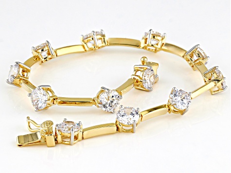 White Cubic Zirconia 18k Yellow Gold Over Sterling Silver Bracelet 12.42ctw