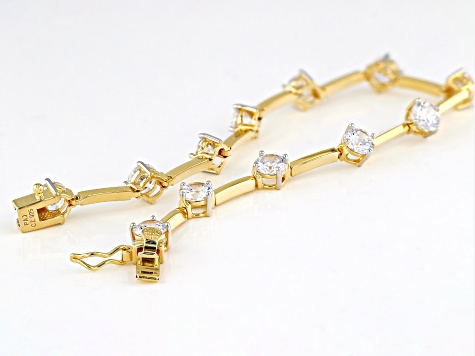 White Cubic Zirconia 18k Yellow Gold Over Sterling Silver Bracelet 12.42ctw