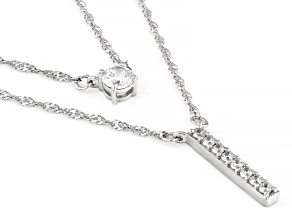 White Cubic Zirconia Rhodium Over Sterling Silver Necklace Set 1.05ctw