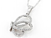 White Cubic Zirconia Rhodium Over Sterling Silver Butterfly Pendant With Chain 0.60ctw