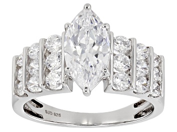 White Cubic Zirconia Rhodium Over Sterling Silver Ring 3.54ctw