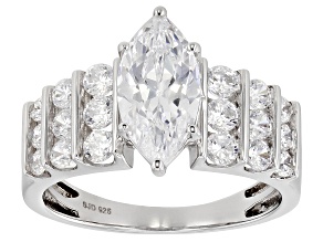 White Cubic Zirconia Rhodium Over Sterling Silver Ring 3.65ctw