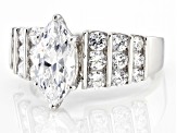 White Cubic Zirconia Rhodium Over Sterling Silver Ring 3.65ctw