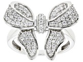 White Cubic Zirconia Rhodium Over Sterling Silver Bow Ring 1.35ctw