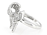 White Cubic Zirconia Rhodium Over Sterling Silver Bow Ring 1.35ctw