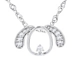 White Cubic Zirconia Rhodium Over Sterling Silver Dog Pendant With Chain 0.26ctw